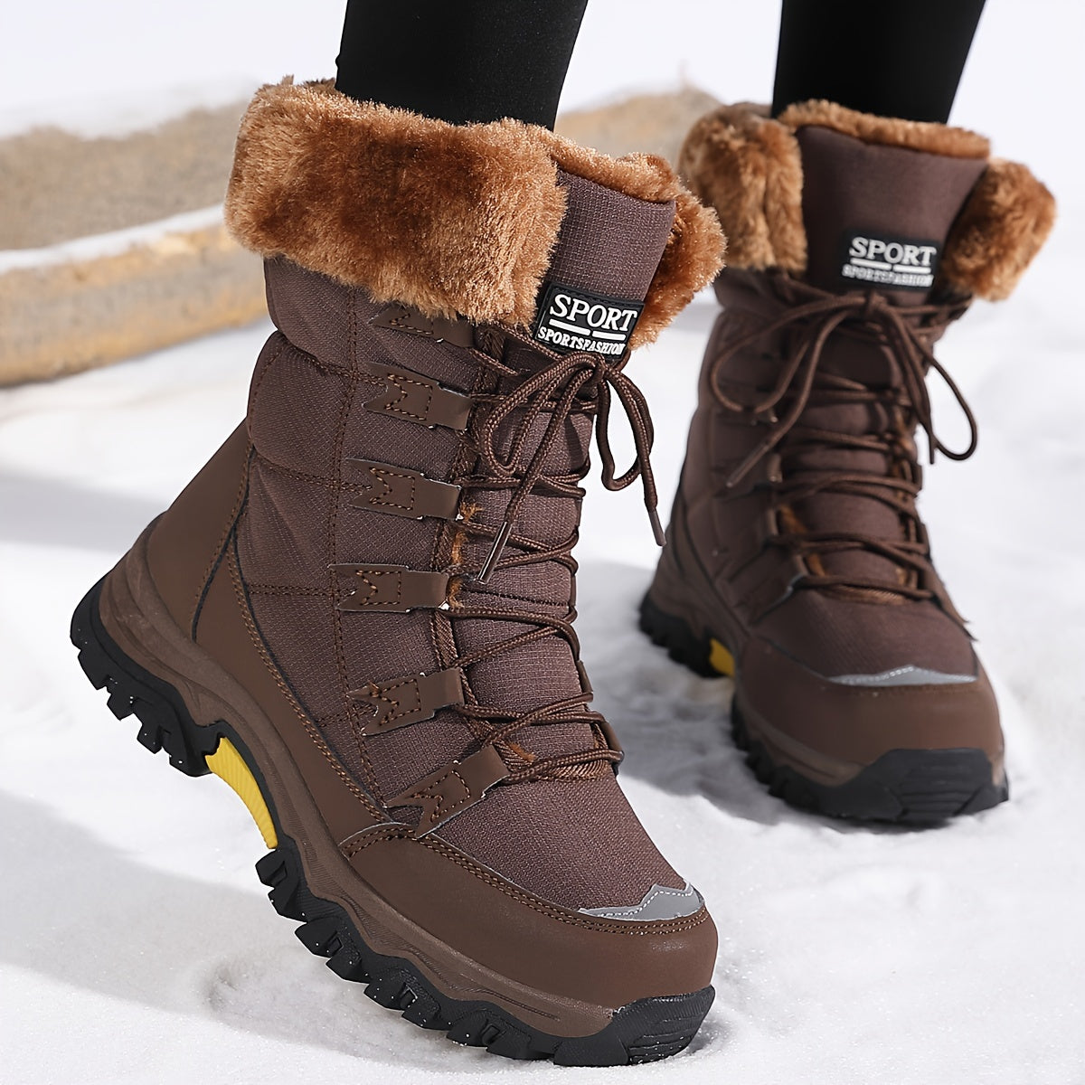 Bottes Imperméables Isolées Femme Neige Doublure Fourrure