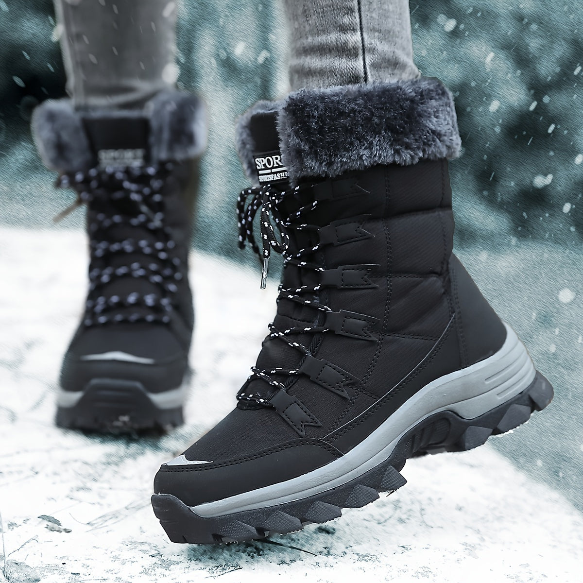 Bottes Imperméables Isolées Femme Neige Doublure Fourrure