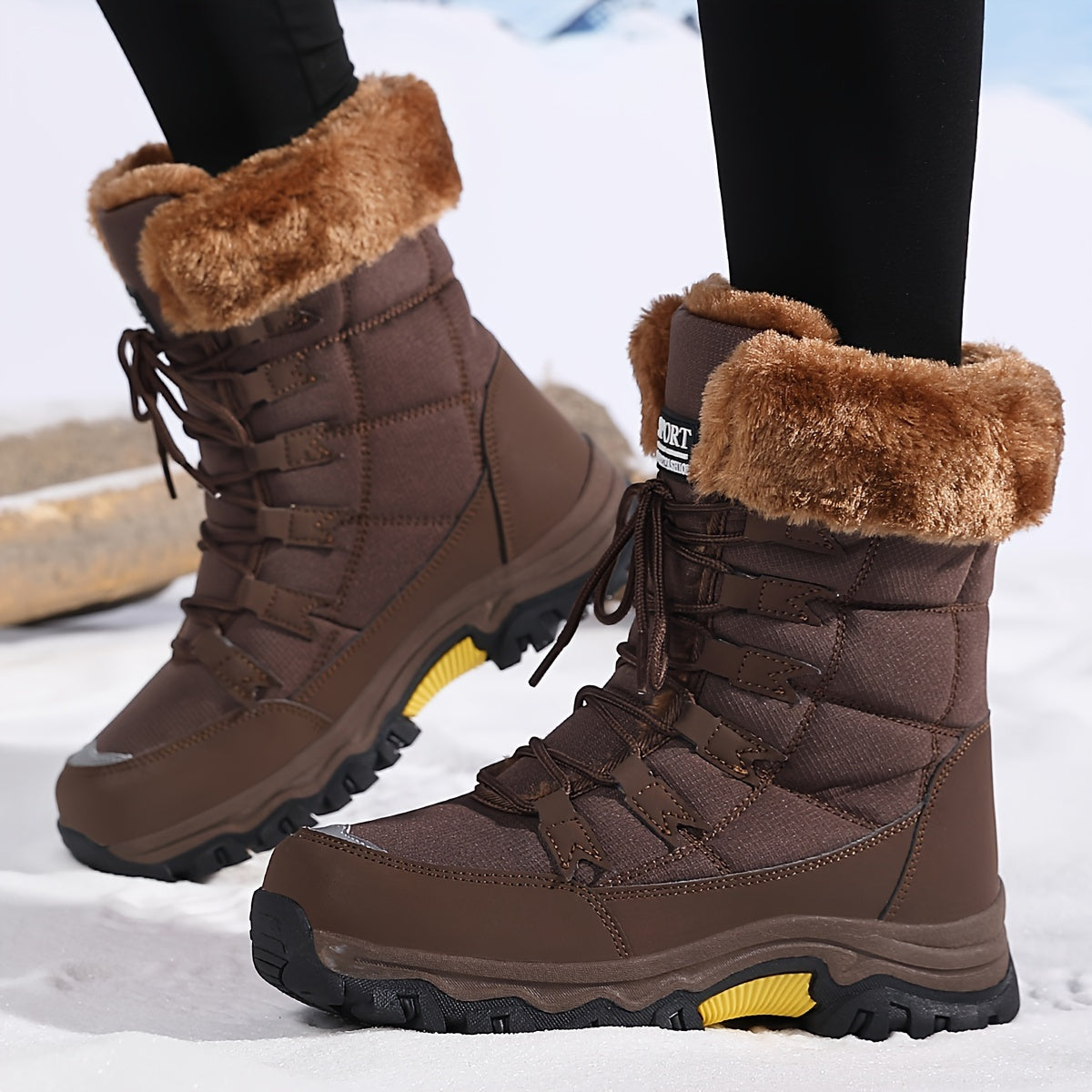 Bottes Imperméables Isolées Femme Neige Doublure Fourrure
