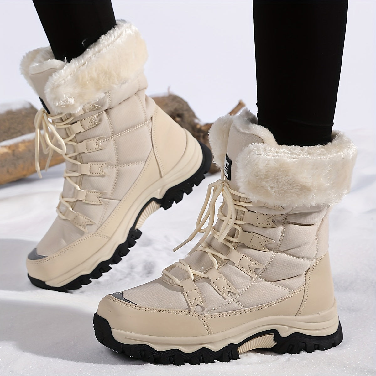 Bottes Imperméables Isolées Femme Neige Doublure Fourrure