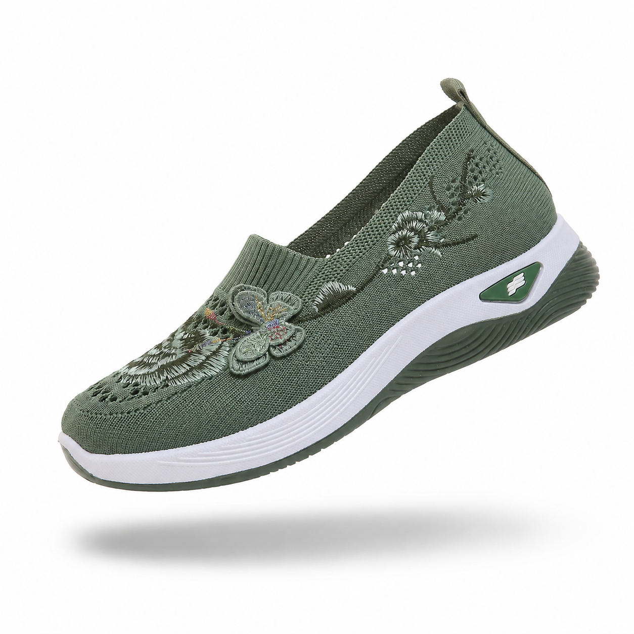 FloraStep Knit – Sapatos barefoot respiráveis com bordado floral unissexo