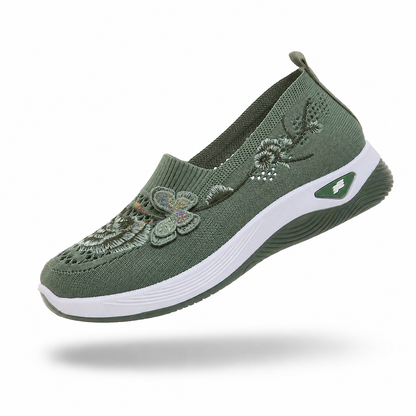FloraStep Knit – Sapatos barefoot respiráveis com bordado floral unissexo