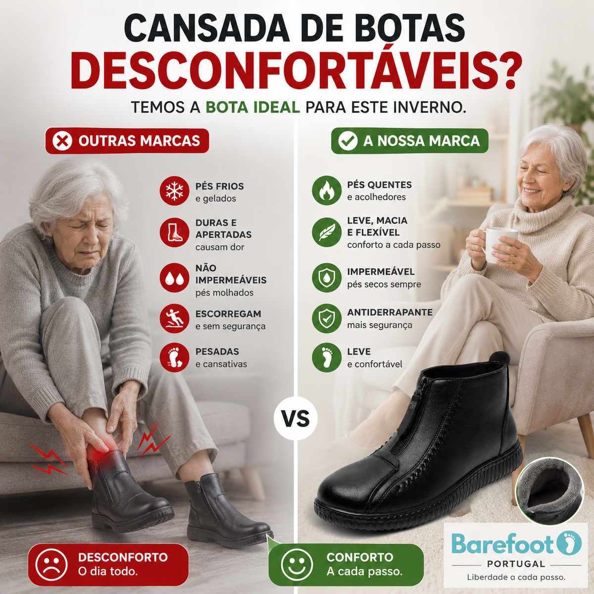 HotConfort – Botas Barefoot de Senhora Impermeáveis e Aveludadas