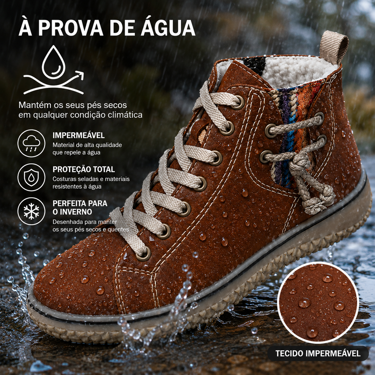 NordicWarm – Botas Barefoot de Senhora Impermeáveis e Forradas