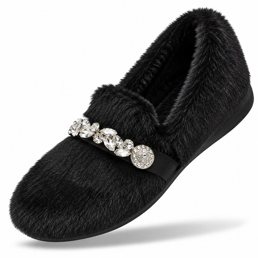 Liorenne - Sapatos Femininos de Inverno com Pelo e Brilho