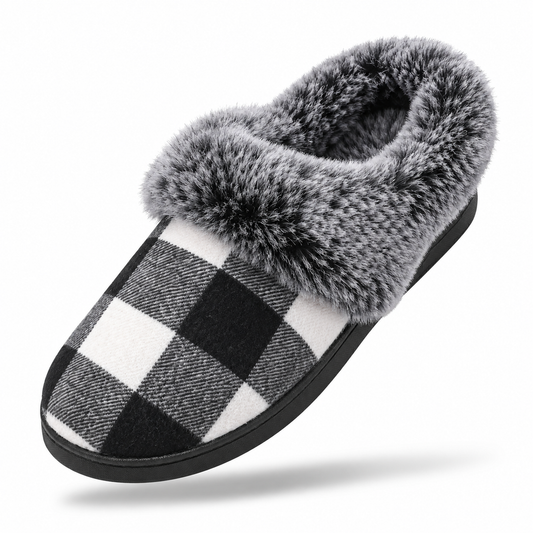 Elvara - Pantufas Barefoot Femininas Xadrez Forradas