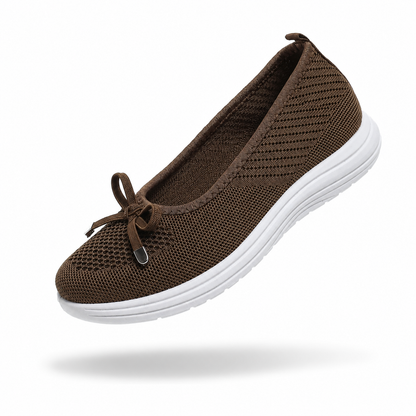 BellaKnit Grace – Sabrinas barefoot respiráveis em malha com laço decorativo