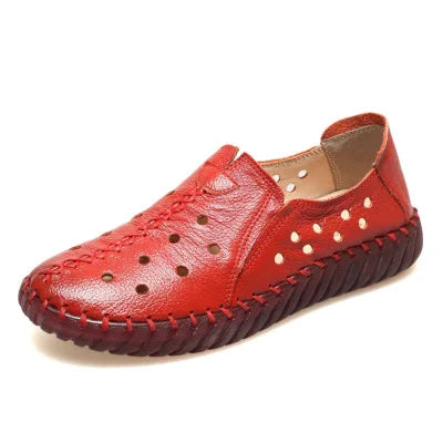 SoftAura – Sapatos em couro genuíno perfurado para mulher