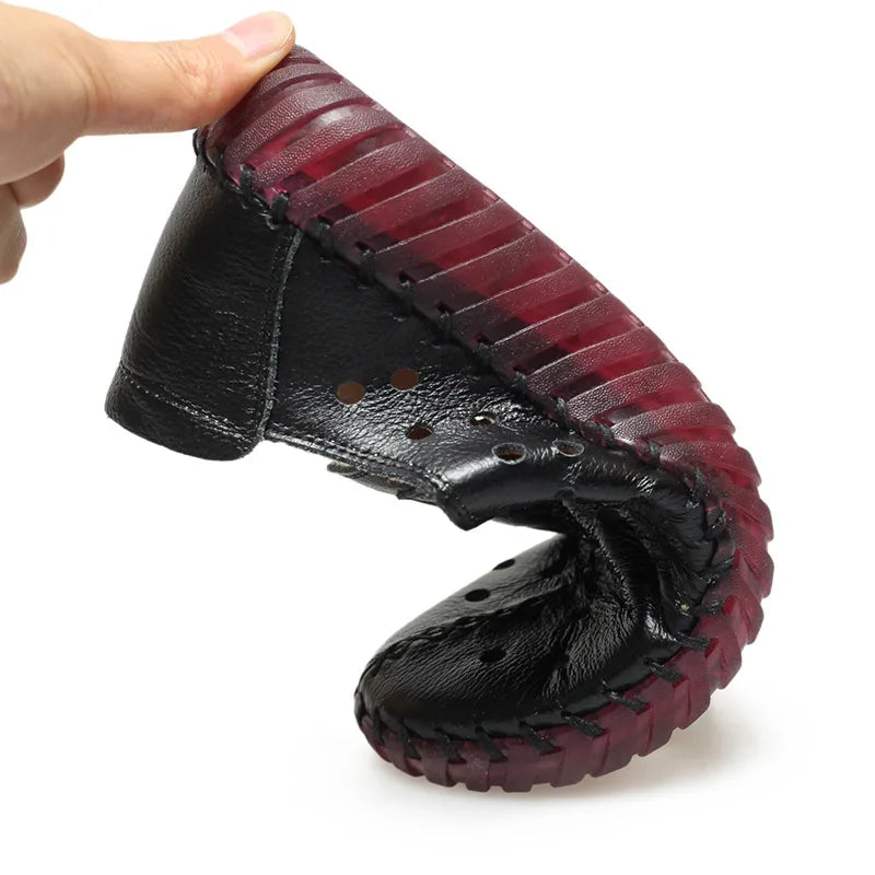 SoftAura – Sapatos em couro genuíno perfurado para mulher