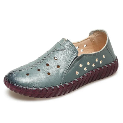 SoftAura – Sapatos em couro genuíno perfurado para mulher