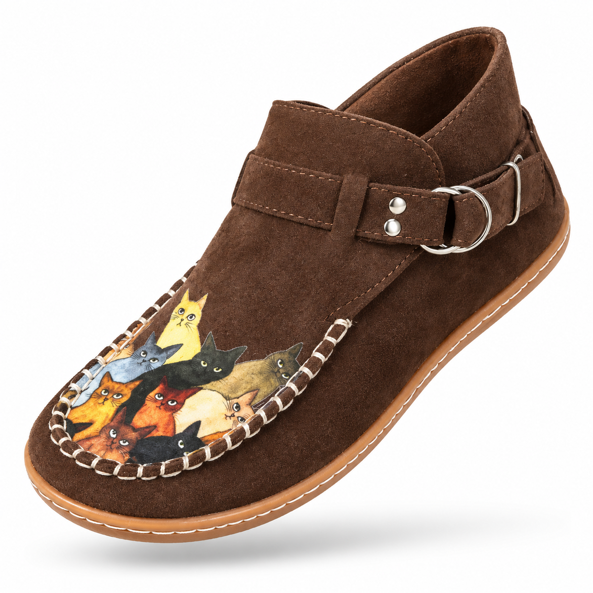 CAT - Botas Barefoot Femininas de Cano Curto com Fivela e Estilo Boho
