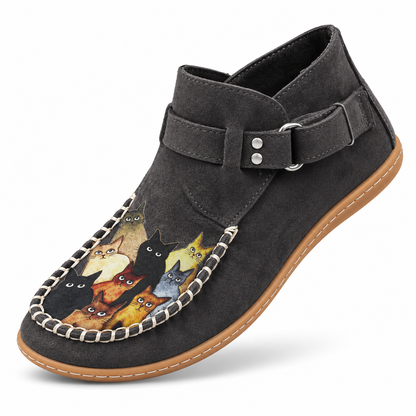CAT - Botas Barefoot Femininas de Cano Curto com Fivela e Estilo Boho