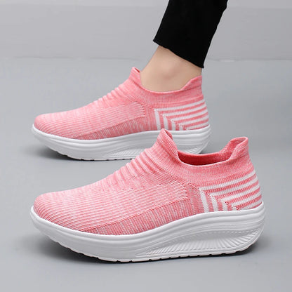 AirStep Flow – Ténis Slip-On Plataforma Respiráveis