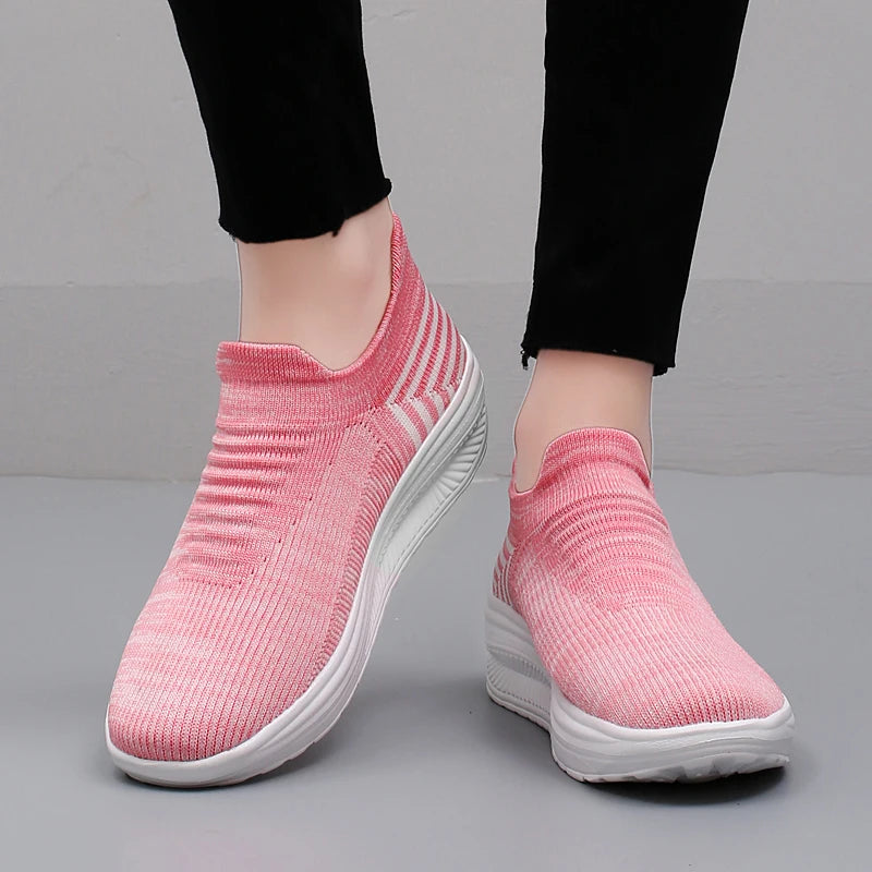AirStep Flow – Ténis Slip-On Plataforma Respiráveis