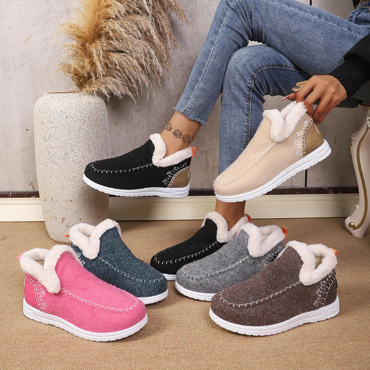 Alverine - Botins Femininos de Inverno em Feltro