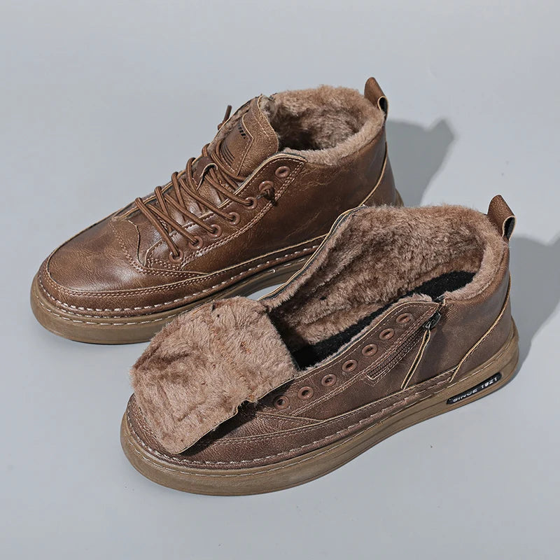 Bottes de Travail Chaudes en Cuir Pour Homme Velours