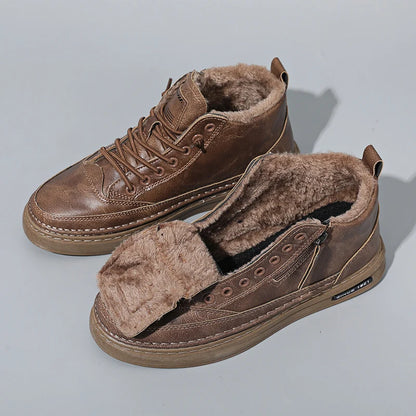 Bottes de Travail Chaudes en Cuir Pour Homme Velours