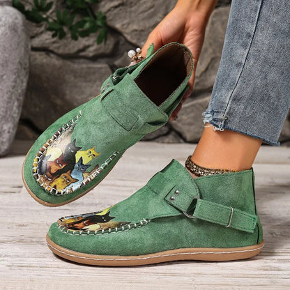 CAT - Botas Barefoot Femininas de Cano Curto com Fivela e Estilo Boho