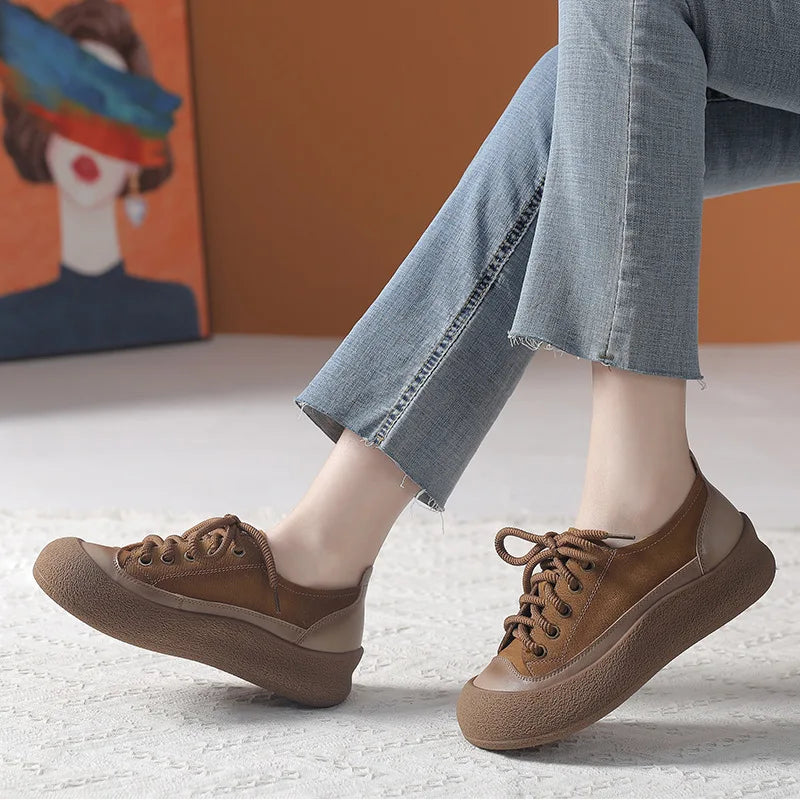 Vintage Motion – Sapatos casuais em couro genuíno para mulher