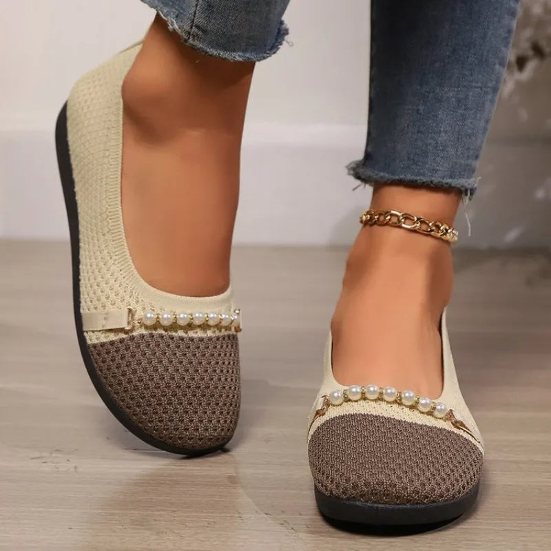 Perla Knit Barefoot - Sabrinas Respiráveis com Pérolas