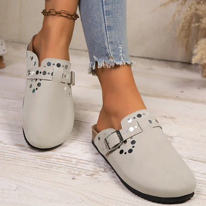 Valentina Suede - Mules Elegantes em Camurça Natural