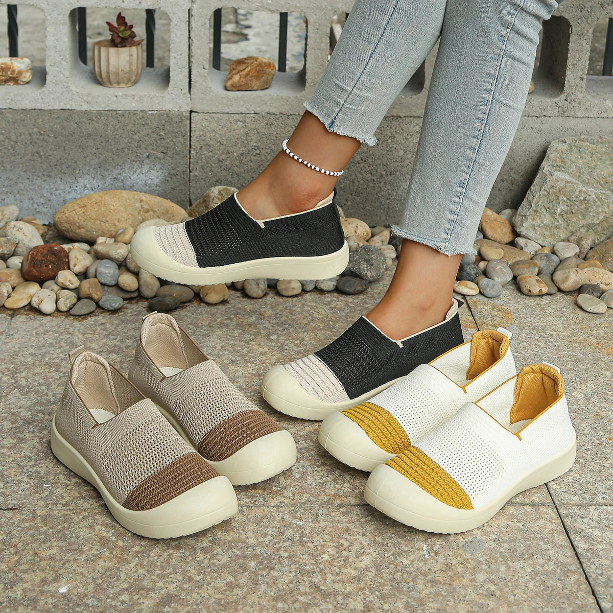 Luna Barefoot Knit – Slip-On Anatómico Feminino