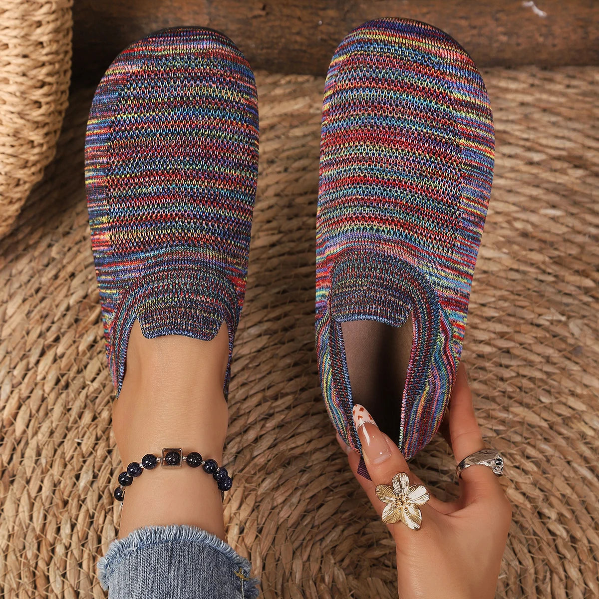 Maelis - Mocassins Femininos Boho em Tecido