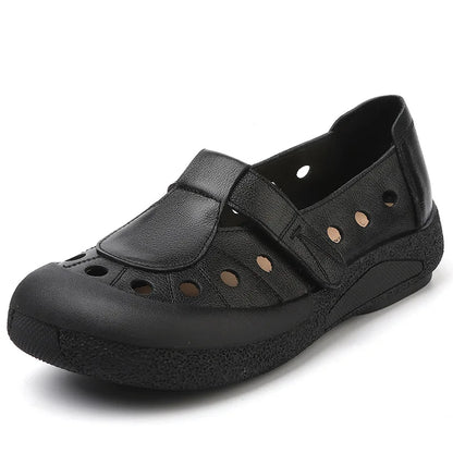 Summer Grace – Sapatos em couro genuíno perfurados para mulher