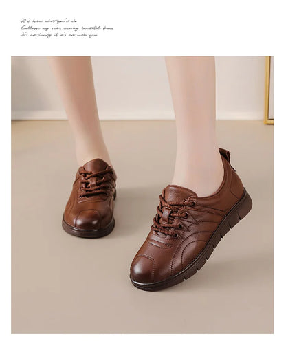 Chaussures Cuir Naturel Femme Semelle Douce Mocassins Lacets