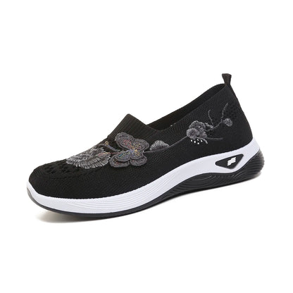 FloraStep Knit – Sapatos barefoot respiráveis com bordado floral unissexo