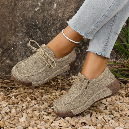Livenna - Sapatos Barefoot Femininos em Tecido com Atacadores e Sola Confortável