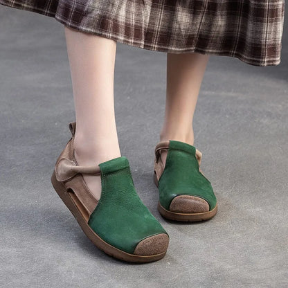 Vintage Aura – Sandálias em couro genuíno de estilo retro para mulher
