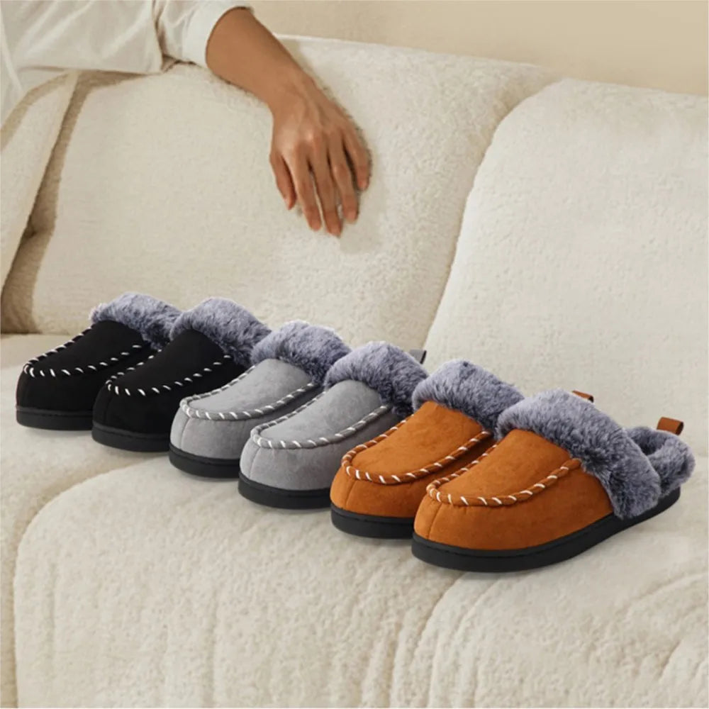 Evelisse - Pantufas Femininas de Inverno Fechadas e Forradas