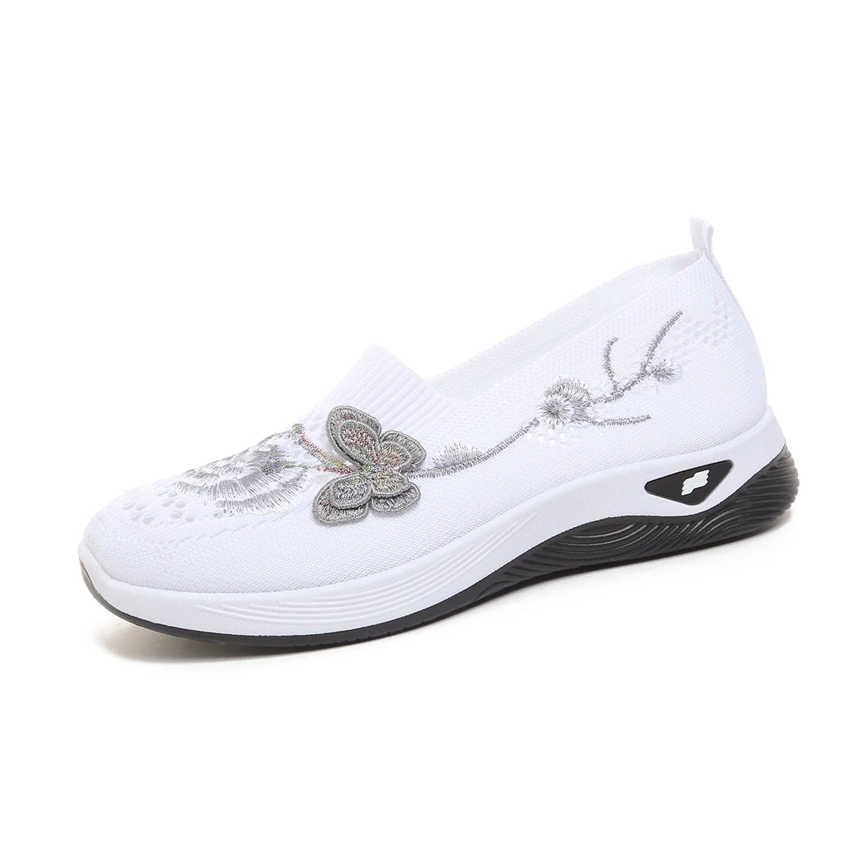 FloraStep Knit – Sapatos barefoot respiráveis com bordado floral unissexo