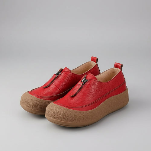 Chaussures Femme Slip On Cuir Pleine Fleur Confort Semelle