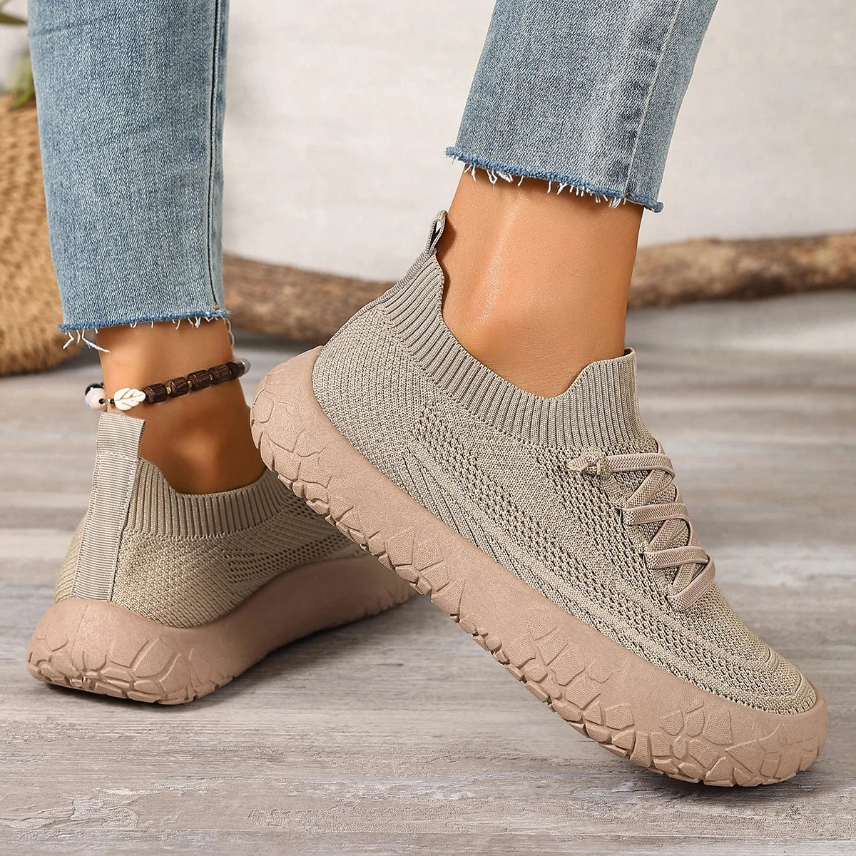 FlexKnit Comfort – Ténis Barefoot Feminino Pé Largo