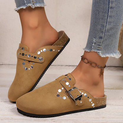 Valentina Suede - Mules Elegantes em Camurça Natural