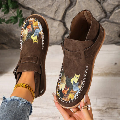 CAT - Botas Barefoot Femininas de Cano Curto com Fivela e Estilo Boho
