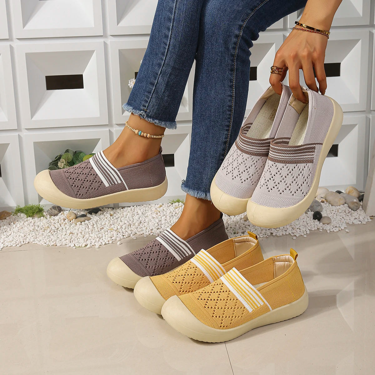 UrbanEase Knit – Sapatos barefoot respiráveis slip-on unissexo