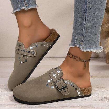 Valentina Suede - Mules Elegantes em Camurça Natural