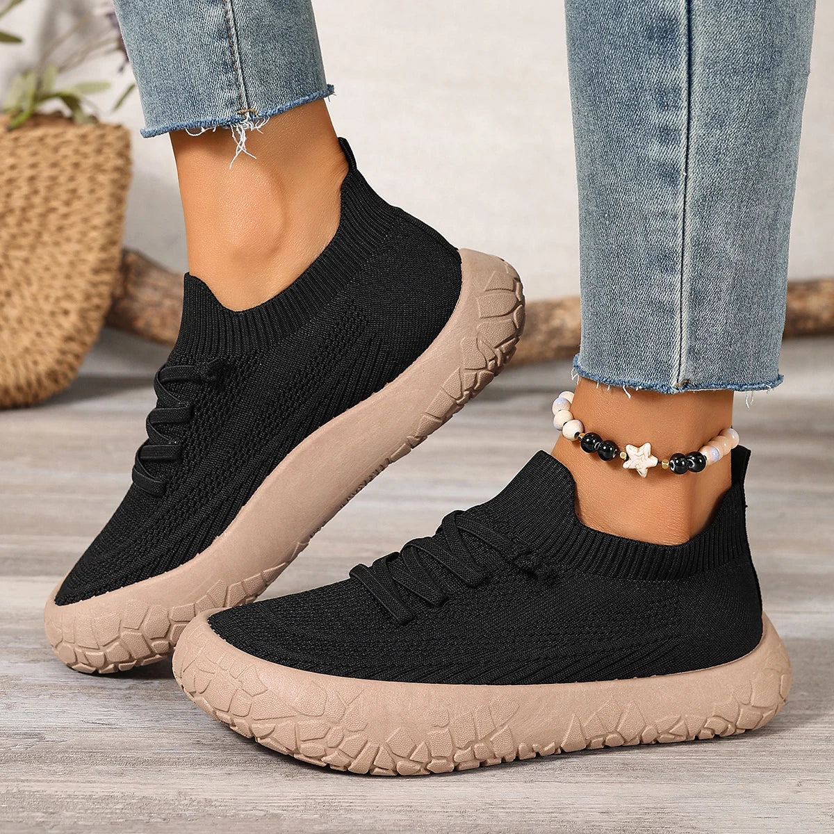 FlexKnit Comfort – Ténis Barefoot Feminino Pé Largo