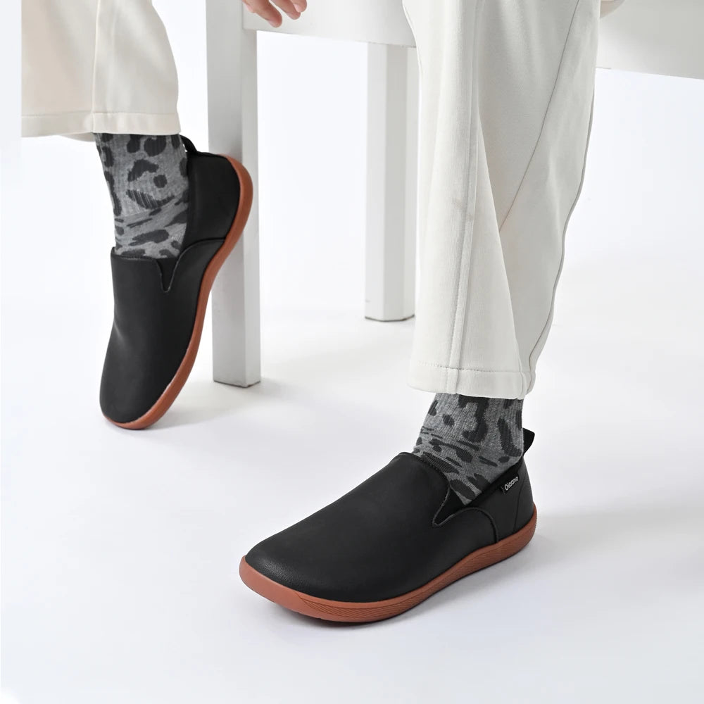 OfficeFlex Leather – Sapatos Minimalistas Com Biqueira Larga Em Pele Para Homem