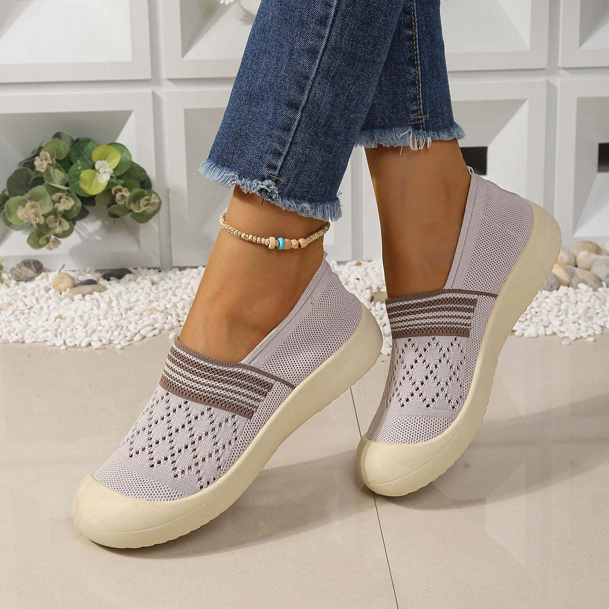 UrbanEase Knit – Sapatos barefoot respiráveis slip-on unissexo