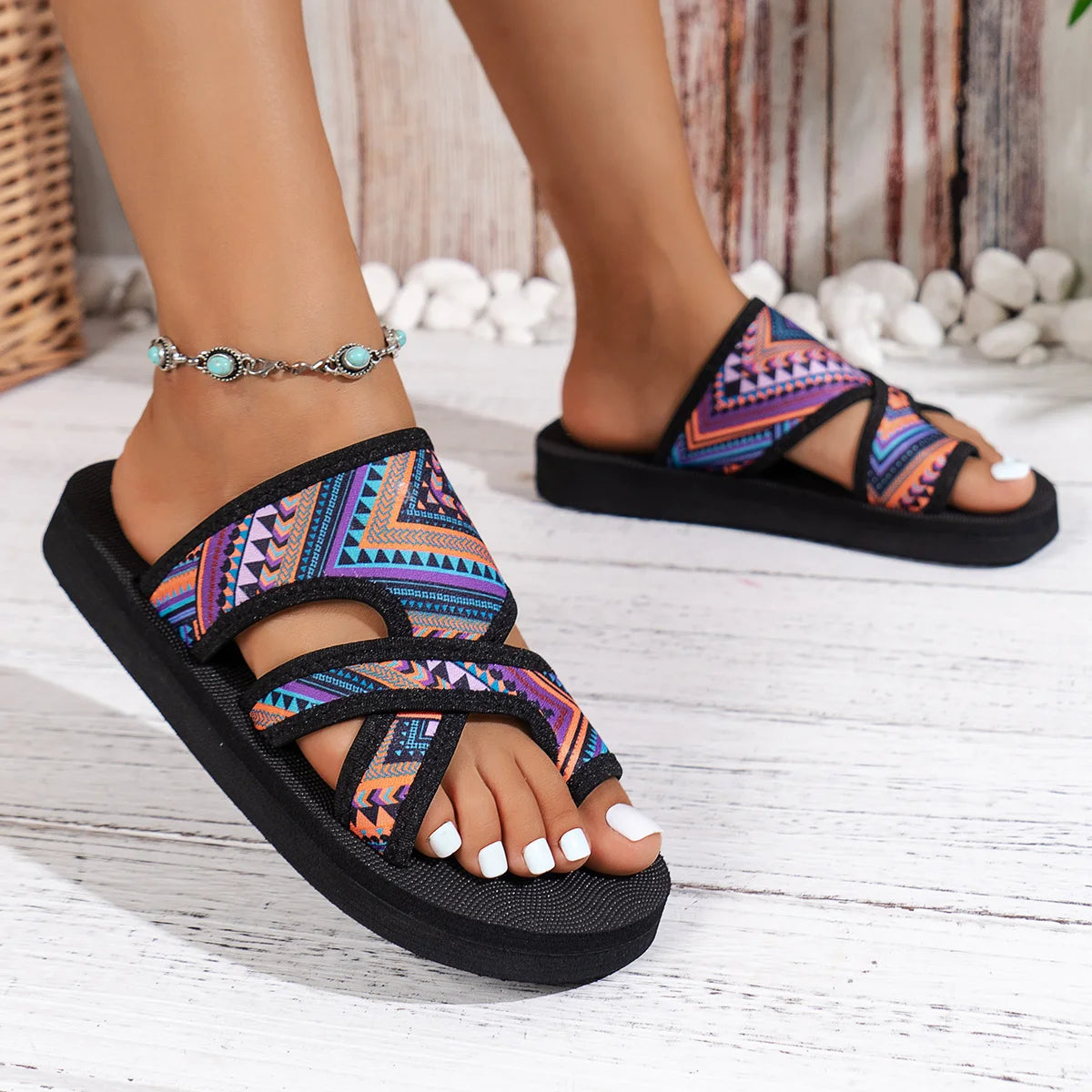 EthnicEase Lady - Sandálias Senhora Slide Verão Leves Conforto Diário