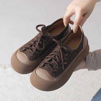 Vintage Motion – Sapatos casuais em couro genuíno para mulher