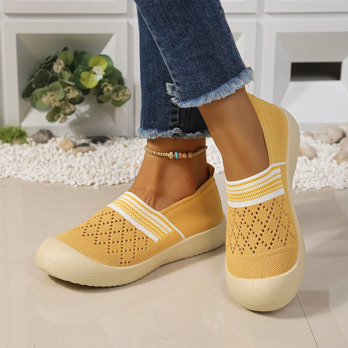 UrbanEase Knit – Sapatos barefoot respiráveis slip-on unissexo