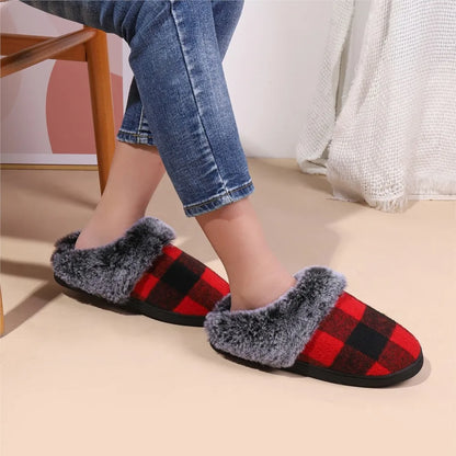 Elvara - Pantufas Barefoot Femininas Xadrez Forradas