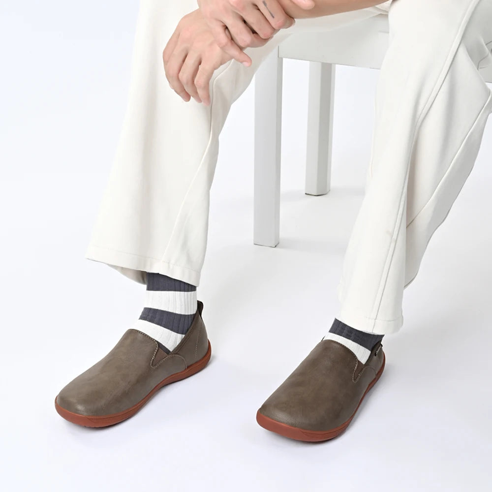 OfficeFlex Leather – Sapatos Minimalistas Com Biqueira Larga Em Pele Para Homem