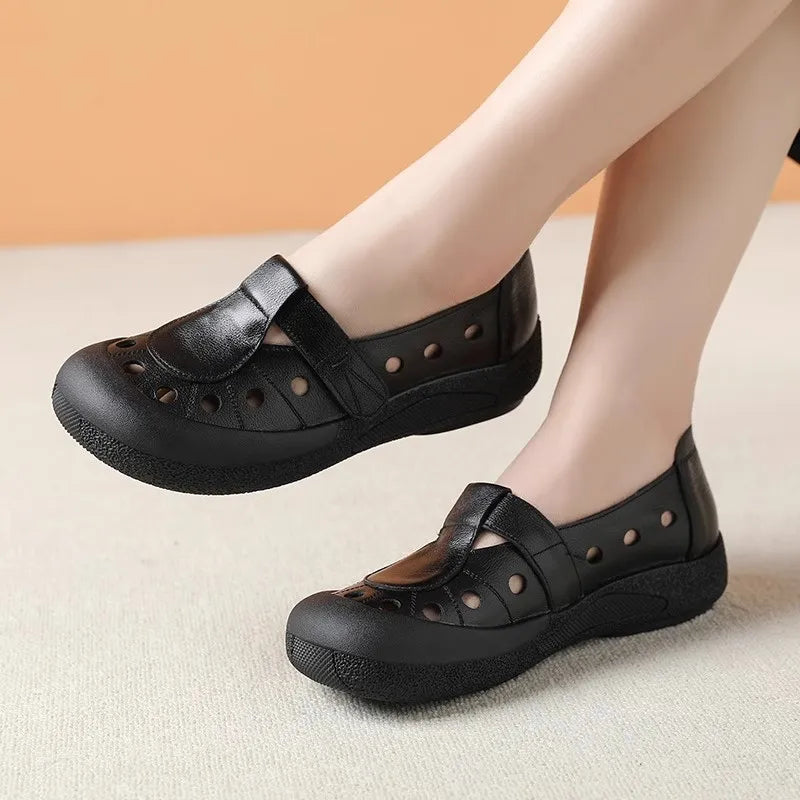 Summer Grace – Sapatos em couro genuíno perfurados para mulher
