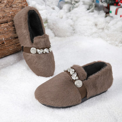 Liorenne - Sapatos Femininos de Inverno com Pelo e Brilho